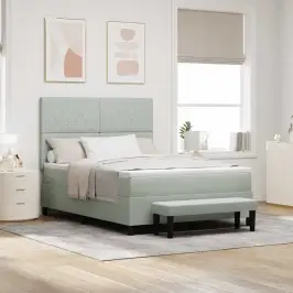 Kiemas Lova Su Čiužiniu Šviesiai Pilka 160 X 200 Cm Aksomas