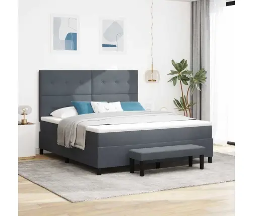 Kastveida Gulta Ar Matraci Un Soli Tumši Pelēka 180X200 Cm Samts Vidaxl Kastveida Gulta Ar Matraci Un Soli Tumši Pelēka 180X200 Cm Samts Vidaxl