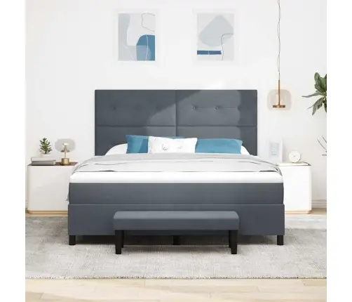 Kastveida Gulta Ar Matraci Un Soli Tumši Pelēka 180X200 Cm Samts Vidaxl Kastveida Gulta Ar Matraci Un Soli Tumši Pelēka 180X200 Cm Samts Vidaxl