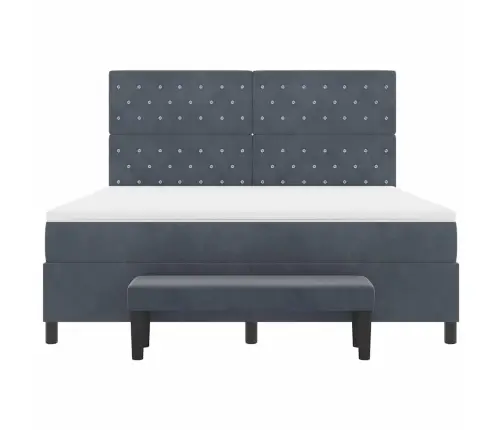 Kastveida Gulta Ar Matraci Un Soli Tumši Pelēka 180X200 Cm Samts Vidaxl Kastveida Gulta Ar Matraci Un Soli Tumši Pelēka 180X200 Cm Samts Vidaxl