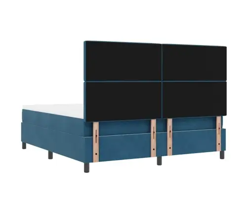 Kastītes Atsperu Gulta Ar Matraci Tumši Zila 180 X 200 Cm Samts Vidaxl