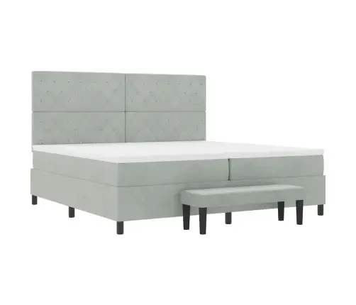 Kiemas Lova Su Čiužiniu Šviesiai Pilka 200 X 200 Cm Aksomas