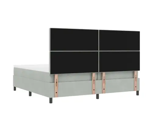 Kiemas Lova Su Čiužiniu Šviesiai Pilka 200 X 200 Cm Aksomas