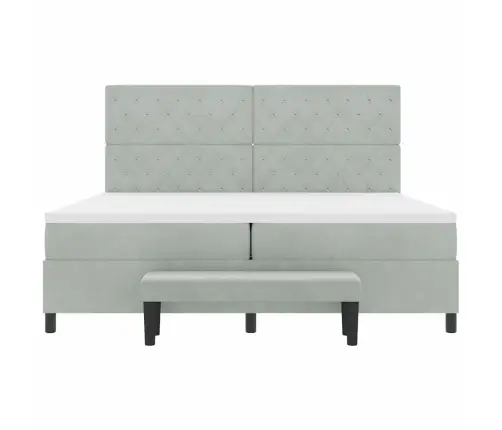 Kiemas Lova Su Čiužiniu Šviesiai Pilka 200 X 200 Cm Aksomas