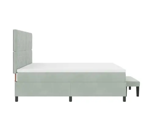 Kiemas Lova Su Čiužiniu Šviesiai Pilka 200 X 200 Cm Aksomas