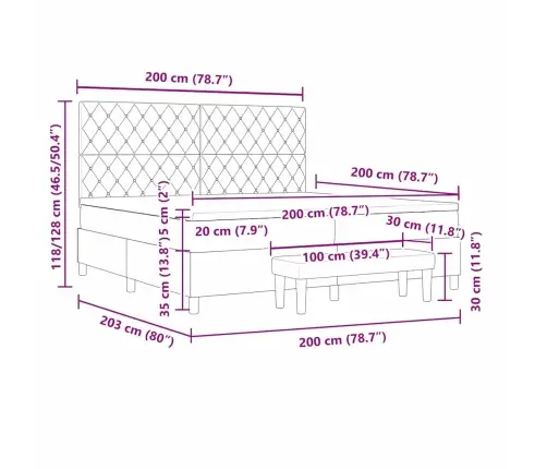 Kiemas Lova Su Čiužiniu Šviesiai Pilka 200 X 200 Cm Aksomas