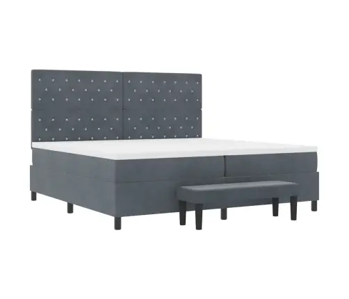 Kiemas Lova Su Čiužiniu Tamsiai Pilka 200 X 200 Cm Aksomas