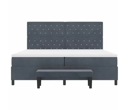 Kiemas Lova Su Čiužiniu Tamsiai Pilka 200 X 200 Cm Aksomas