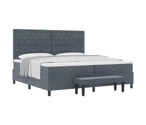 Kiemas Lova Su Čiužiniu Tamsiai Pilka 200 X 200 Cm Aksomas