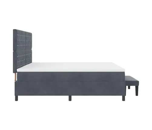 Kiemas Lova Su Čiužiniu Tamsiai Pilka 200 X 200 Cm Aksomas