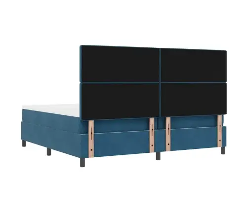 Kastes Atsperu Gulta Ar Matraci Un Soliņu Tumši Zila 200X200 Cm Samts Vidaxl