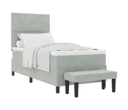 Kastītes Atsperu Gulta Gaiši Pelēka 90 X 190 Cm Samts Vidaxl