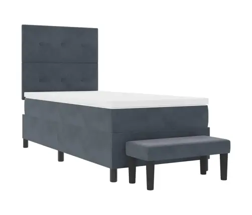 Kiemas Lova Su Čiužiniu Tamsiai Pilka 90 X 200 Cm Aksomas