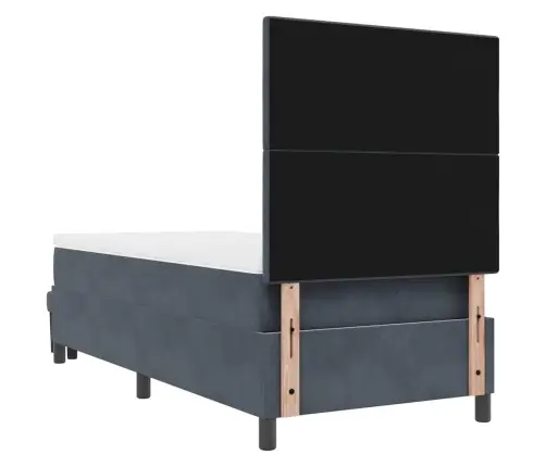 Kiemas Lova Su Čiužiniu Tamsiai Pilka 90 X 200 Cm Aksomas