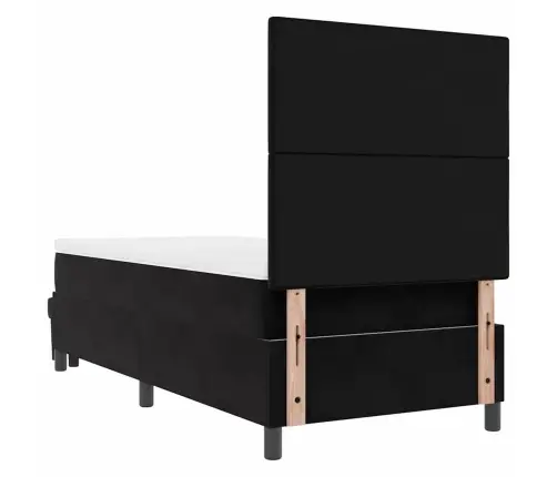 Kiemas Lova Su Čiužiniu Su Galvūgalio Juoda 90 X 200 Cm Aksomas