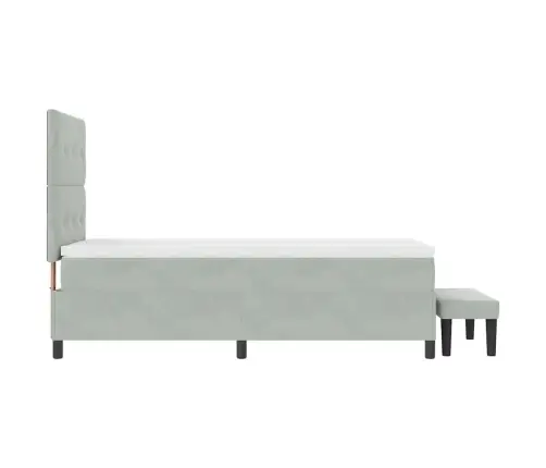 Gultas Pamatne Ar Matraci Un Soliņu Gaiši Pelēkā Krāsā 100X200 Cm No Samta Vidaxl