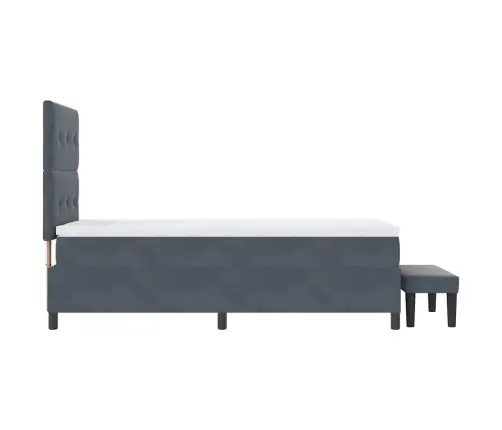 Kastītes Pavasara Gulta Ar Matraci & Soliņu Tumši Pelēka 100X200 Cm Samts Vidaxl