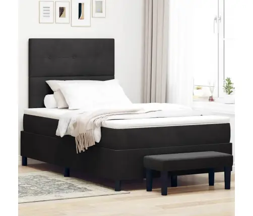 Kastes Pavasara Gulta Ar Matraci Un Soli Melnā Krāsā 120X190 Cm Samts Vidaxl