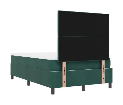 Kastītes Atsperu Gulta Ar Matraci Tumši Zaļa 120 X 190 Cm Samts Vidaxl