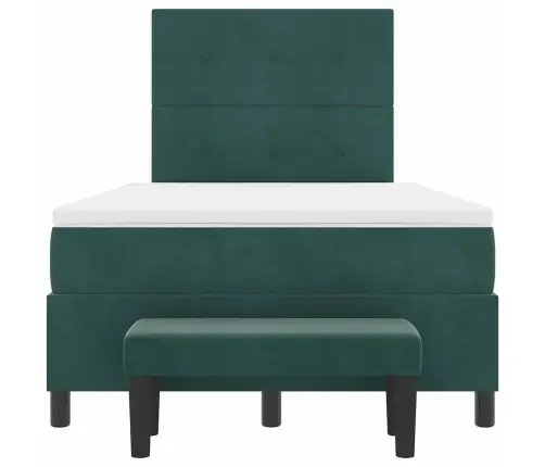 Kastītes Atsperu Gulta Ar Matraci Tumši Zaļa 120 X 190 Cm Samts Vidaxl