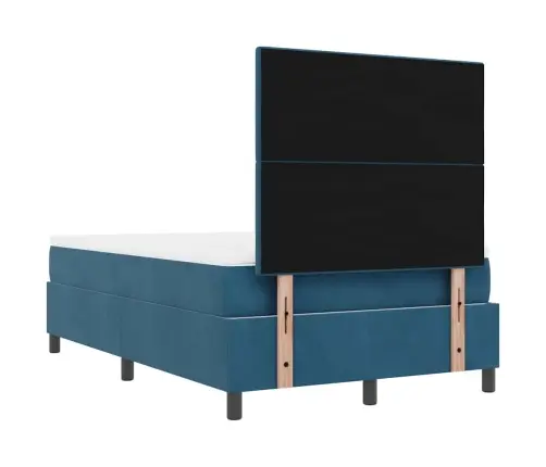 Kastītes Atsperu Gulta Ar Matraci Tumši Zila 120 X 190 Cm Samts Vidaxl