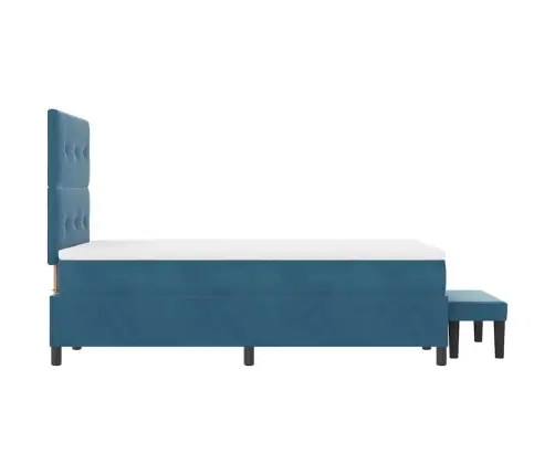 Kastītes Atsperu Gulta Ar Matraci Tumši Zila 120 X 190 Cm Samts Vidaxl