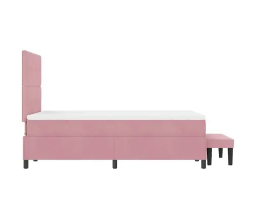 Kastītes Atsperu Gulta Ar Matraci Rozā 120 X 190 Cm Samts Vidaxl