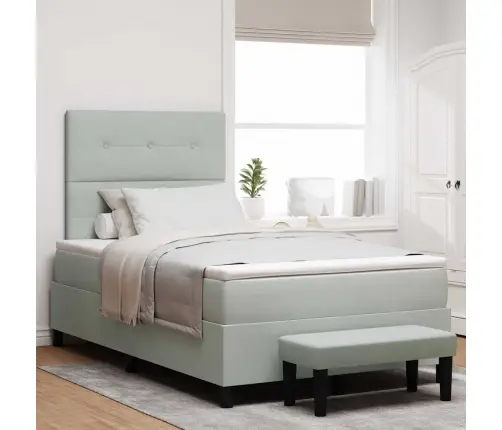 Gultne Ar Matraci Un Soliņš Gaiši Pelēks 120X200 Cm Samts Vidaxl