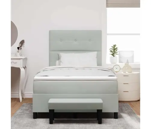 Gultne Ar Matraci Un Soliņš Gaiši Pelēks 120X200 Cm Samts Vidaxl