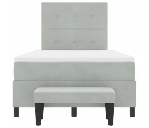 Gultne Ar Matraci Un Soliņš Gaiši Pelēks 120X200 Cm Samts Vidaxl