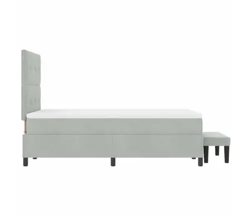 Gultne Ar Matraci Un Soliņš Gaiši Pelēks 120X200 Cm Samts Vidaxl