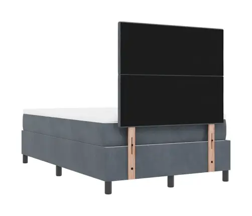 Kastītes Atsperu Gulta Ar Matraci Un Soli Tumši Pelēka 120X200 Cm Samts Vidaxl