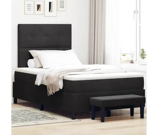 Box Spring Gulta Ar Matraci Un Soliņu Melnā 120X200 Cm Samta Vidaxl