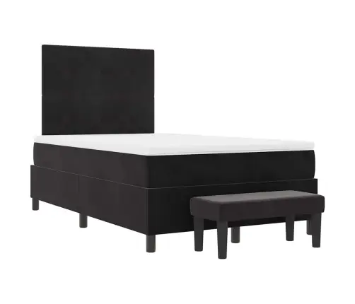 Box Spring Gulta Ar Matraci Un Soliņu Melnā 120X200 Cm Samta Vidaxl