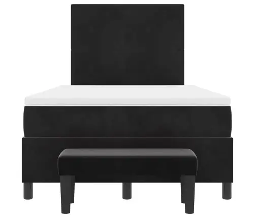 Box Spring Gulta Ar Matraci Un Soliņu Melnā 120X200 Cm Samta Vidaxl