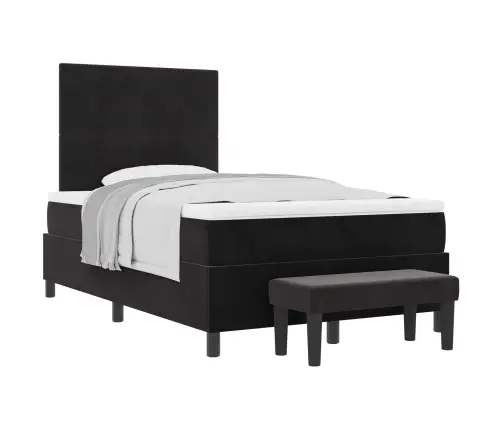Box Spring Gulta Ar Matraci Un Soliņu Melnā 120X200 Cm Samta Vidaxl