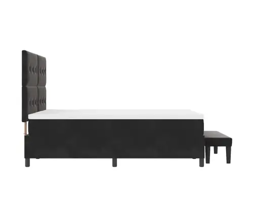 Kastītes Atsperu Gulta Ar Matraci Melna 140 X 190 Cm Samts Vidaxl