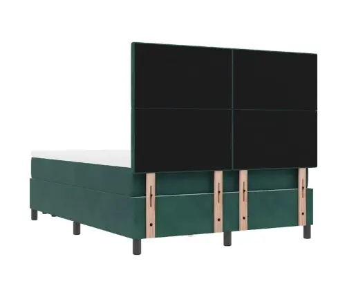 Kiemas Lova Su Čiužiniu Tamsiai Žalia 140 X 190 Cm Aksomas