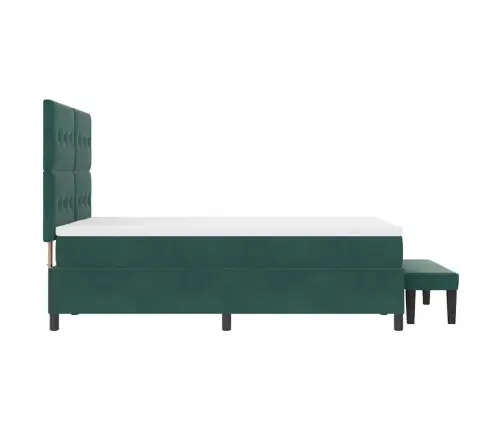 Kiemas Lova Su Čiužiniu Tamsiai Žalia 140 X 190 Cm Aksomas