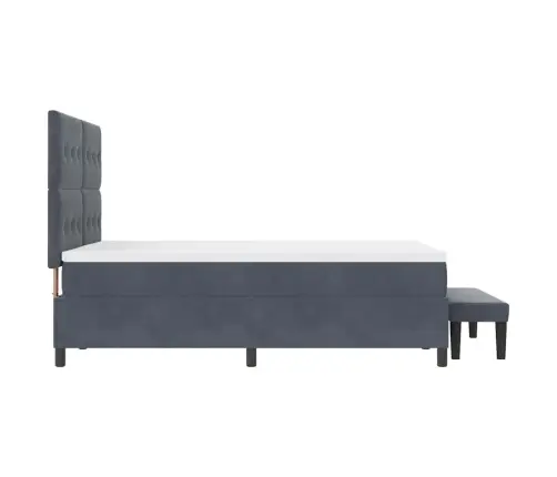 Kastītes Atsperu Gulta Tumši Pelēka 140 X 200 Cm Samts Vidaxl