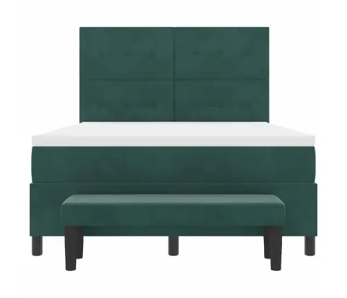 Kastītes Atsperu Gulta Ar Matraci Tumši Zaļa 140 X 200 Cm Samts Vidaxl