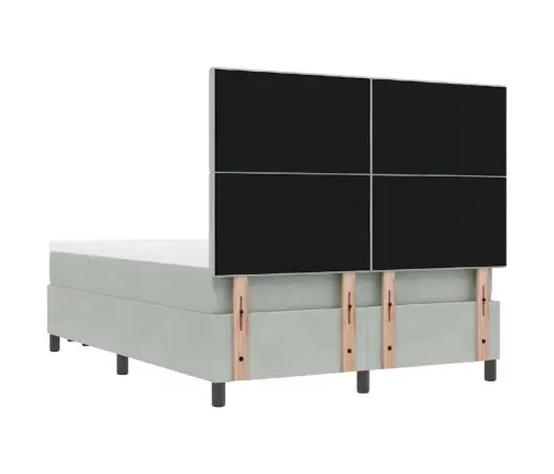 Kastesatspringta Gulta Ar Matraci Un Soli Gaiši Pelēks 160X200 Cm Samts Vidaxl