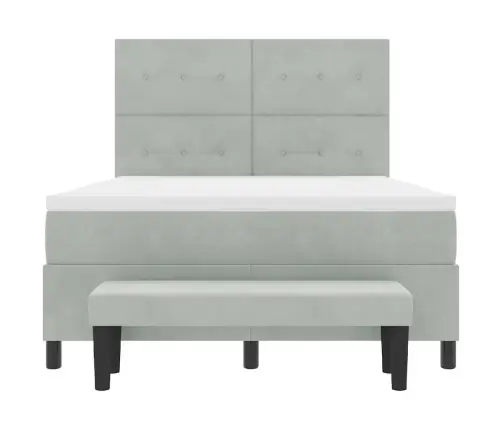 Kastesatspringta Gulta Ar Matraci Un Soli Gaiši Pelēks 160X200 Cm Samts Vidaxl