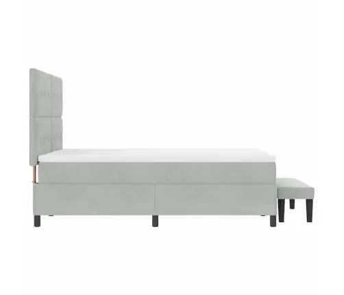 Kastesatspringta Gulta Ar Matraci Un Soli Gaiši Pelēks 160X200 Cm Samts Vidaxl