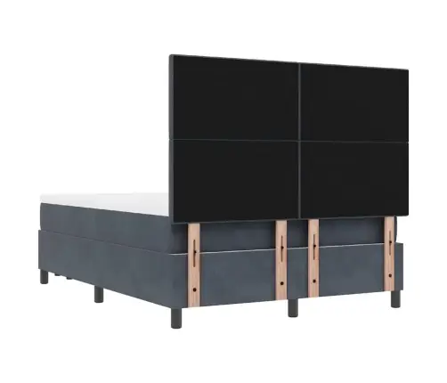 Gultas Atsperu Gulta Ar Matraci Un Soliņu Tumši Pelēks 160X200 Cm Samts Vidaxl