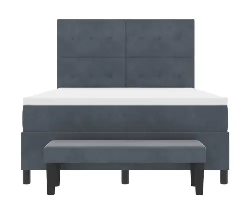 Gultas Atsperu Gulta Ar Matraci Un Soliņu Tumši Pelēks 160X200 Cm Samts Vidaxl