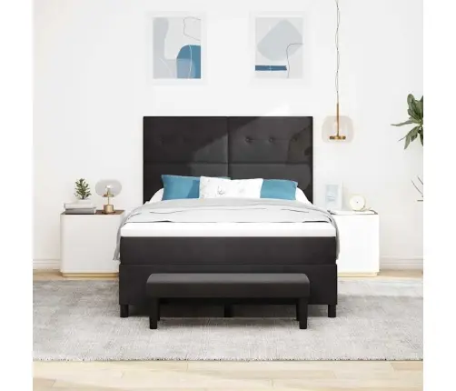 Kastītes Atsperu Gulta Ar Matraci Melna 160 X 200 Cm Samts Vidaxl