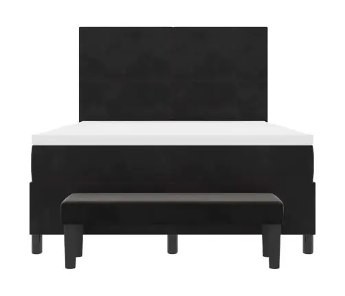 Kastītes Atsperu Gulta Ar Matraci Melna 160 X 200 Cm Samts Vidaxl