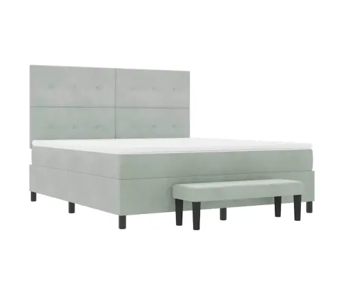 Kiemas Lova Su Čiužiniu Šviesiai Pilka 180 X 200 Cm Aksomas