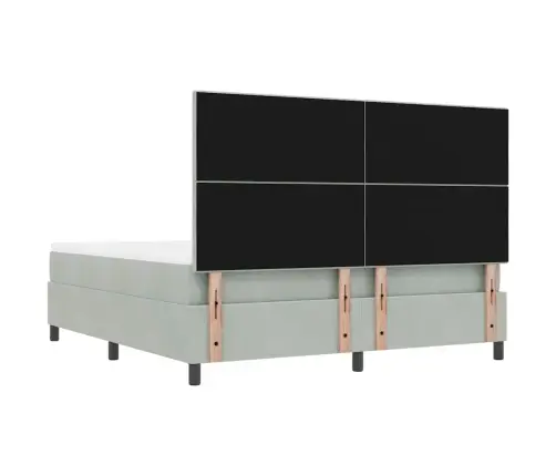 Kiemas Lova Su Čiužiniu Šviesiai Pilka 180 X 200 Cm Aksomas